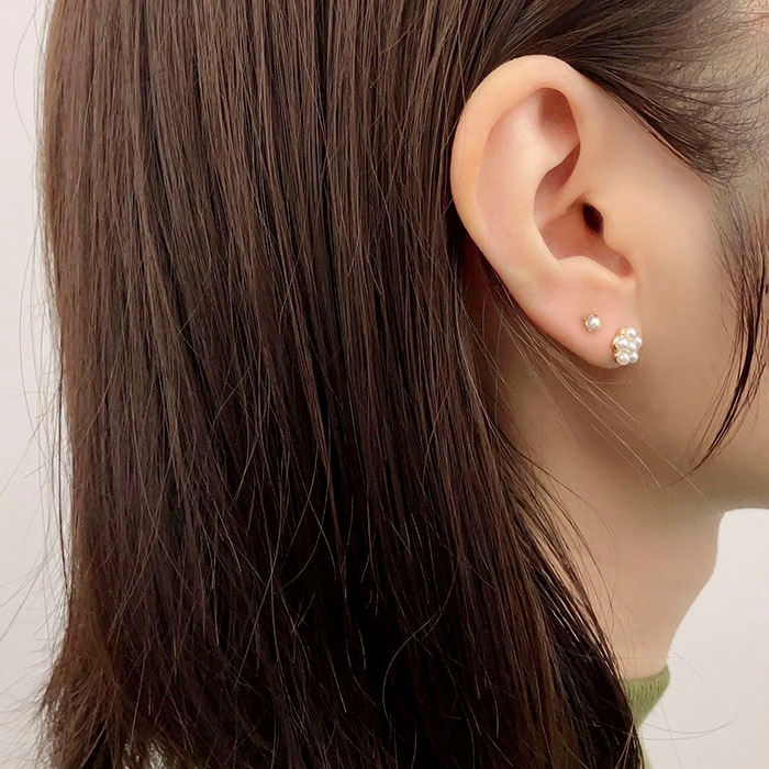 セットピアス 10個 5ペア スクエア ストーン パール フラワー【3color