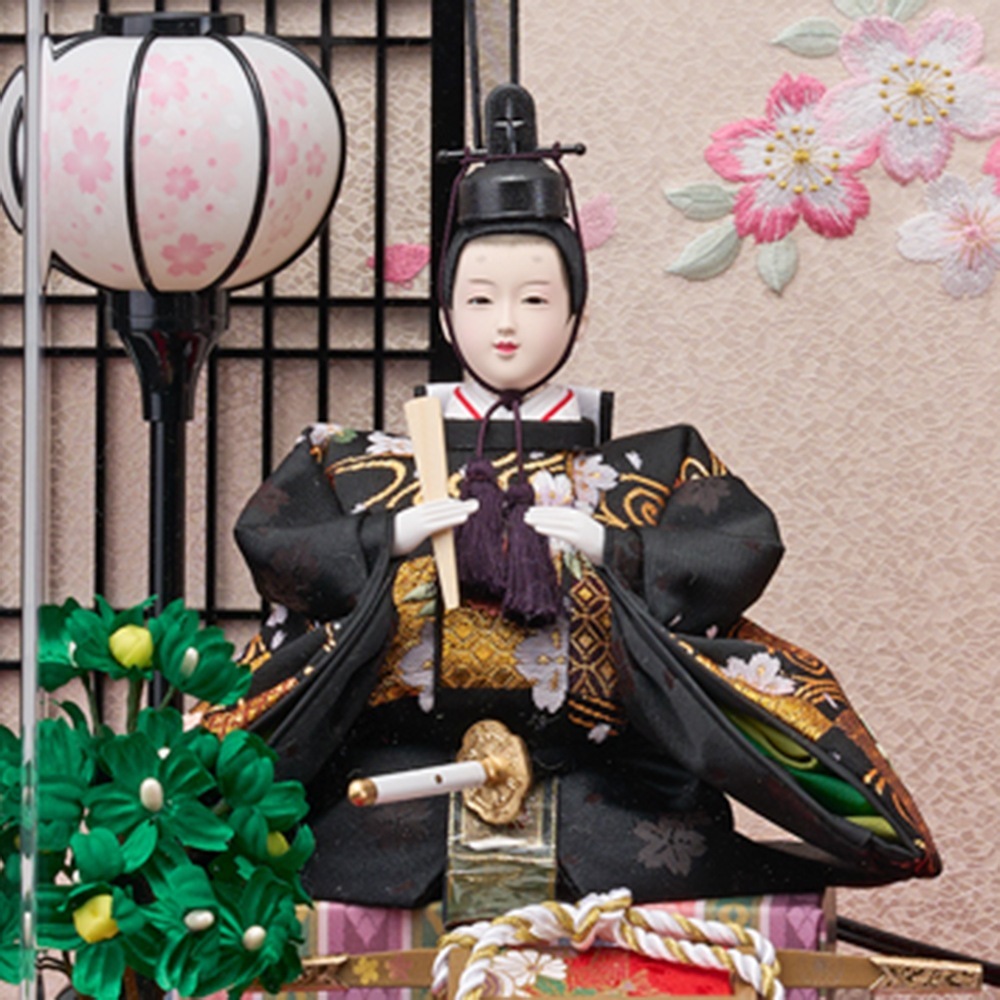 雛人形 コンパクト ケース飾り アクリル 三五親王飾り 金彩刺繍仕立