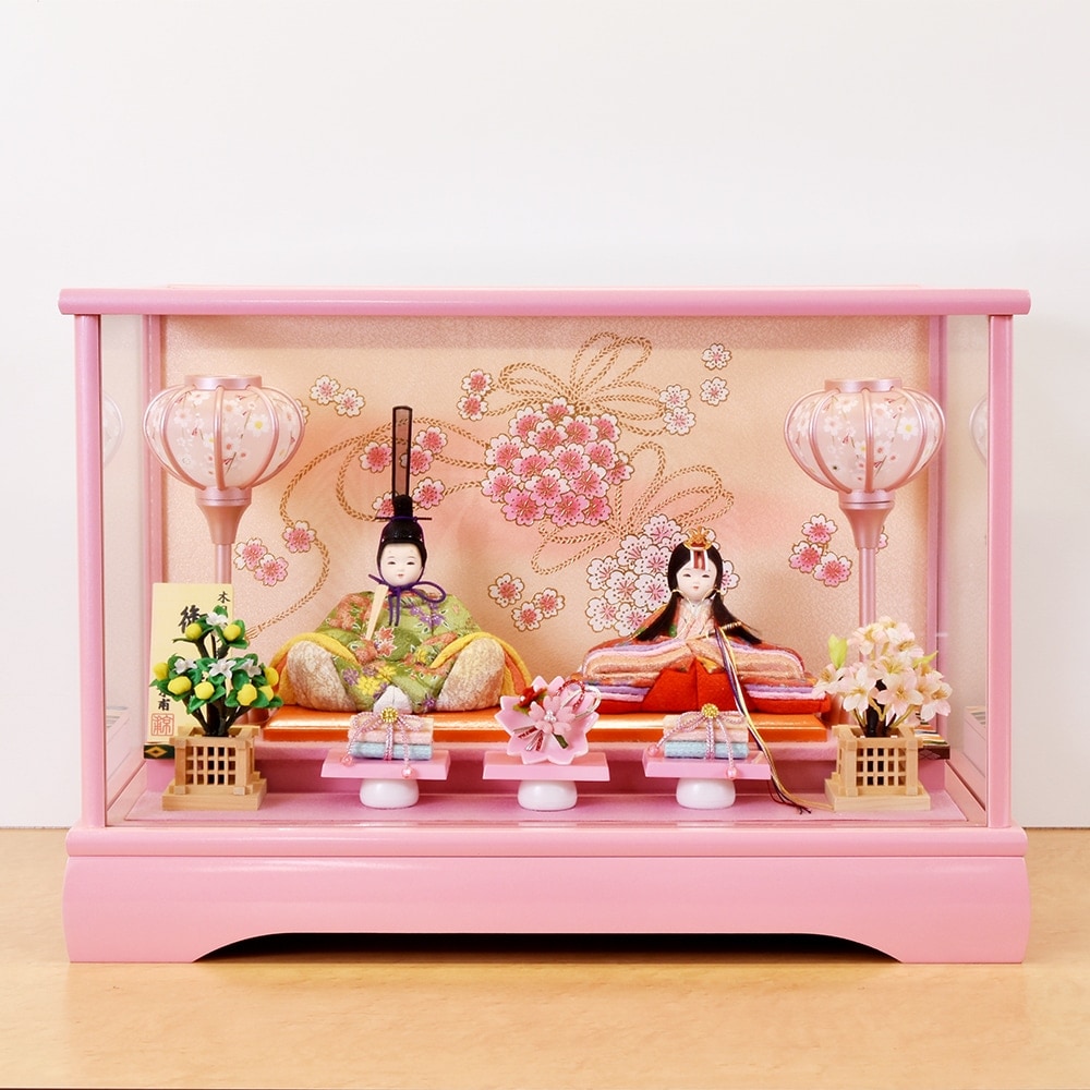 雛人形 ひな人形 親王飾り 木目込 ケース飾り k202231-p20 ピンク
