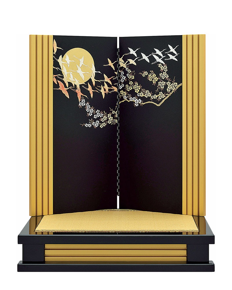 五月人形 5月人形 屏風 飾り台付き 屏風 22号 金閣屏風 桜鶴 飾り台 21