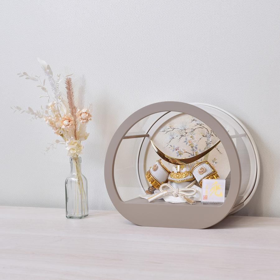 五月人形 丸型 丸 ケース入り 久月作 コンパクト お祝い 兜飾り ケース