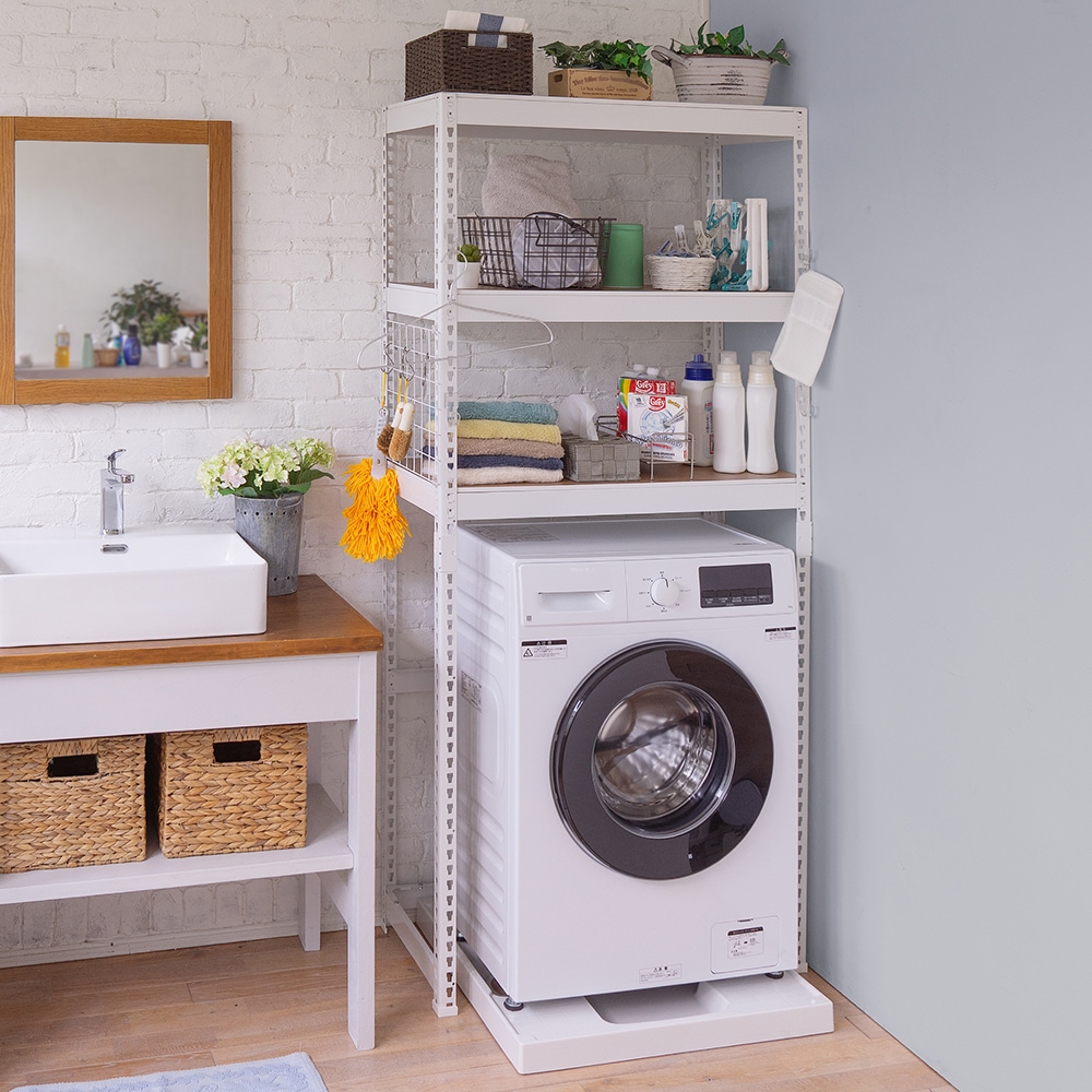 メタル＆ウッドラック ランドリーラック 3段 幅82cm スチールラック