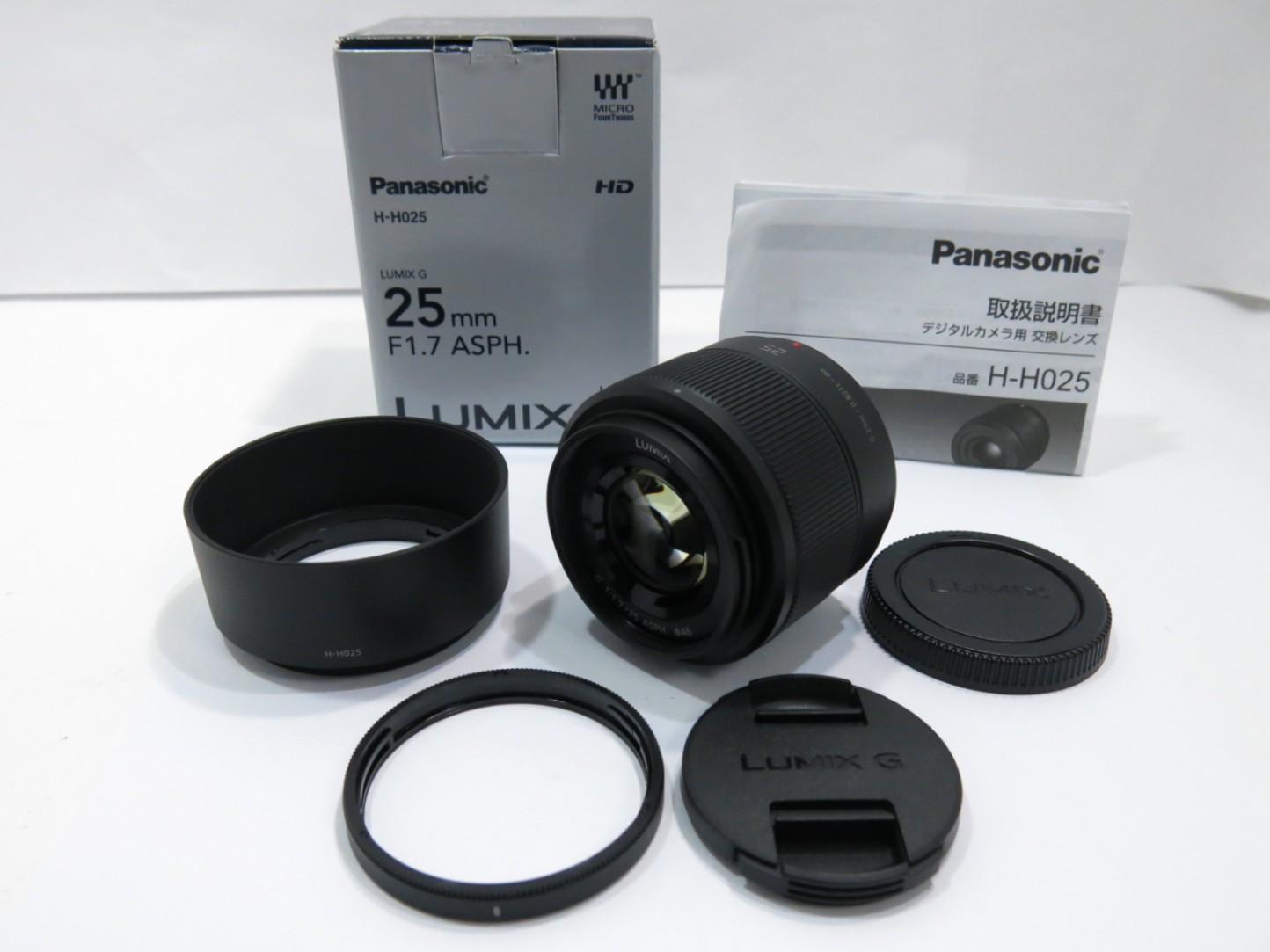 Panasonic LUMIX G 25mm F1.7 ASPH. H-H025 フード 取説 元箱付