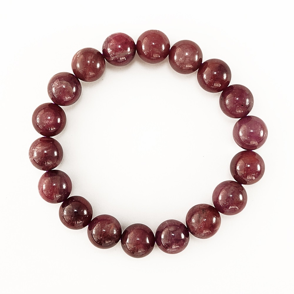 みきり品 ミャンマー産 ルビー 11mm 丸玉 ブレスレット 重量約52g 数珠