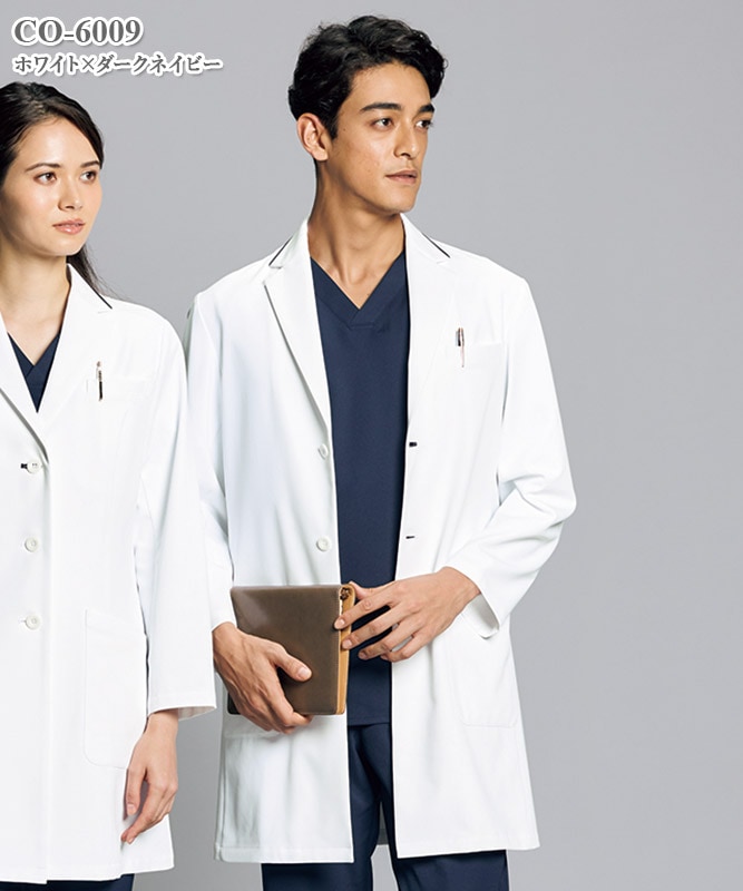 メンズ白衣ショートドクターコート長袖[オンワード製品] CO-6009｜THS