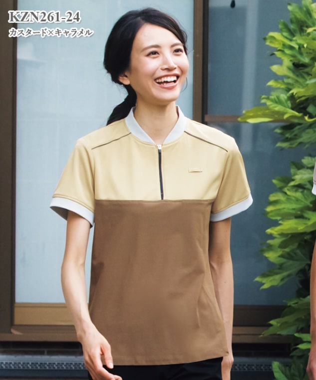 男女兼用楽ポロ半袖[KAZEN製品] KZN261｜THS-白衣通販・販売