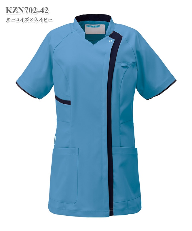 レディススクラブジャケット半袖[KAZEN製品] KZN702｜THS-白衣通販・販売