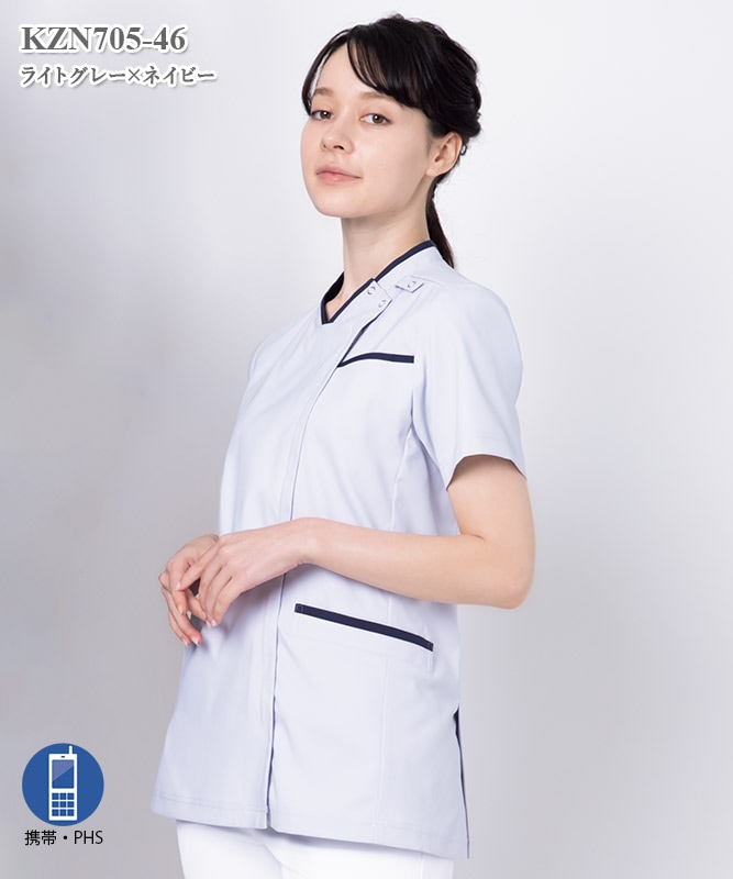 男女兼用スクラブジャケット半袖[KAZEN製品] KZN705｜THS-白衣通販・販売