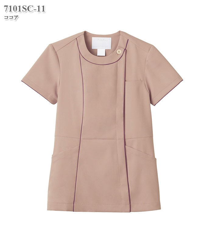 レディスジップスクラブ半袖[フォーク製品] 7101SC｜THS-白衣通販・販売