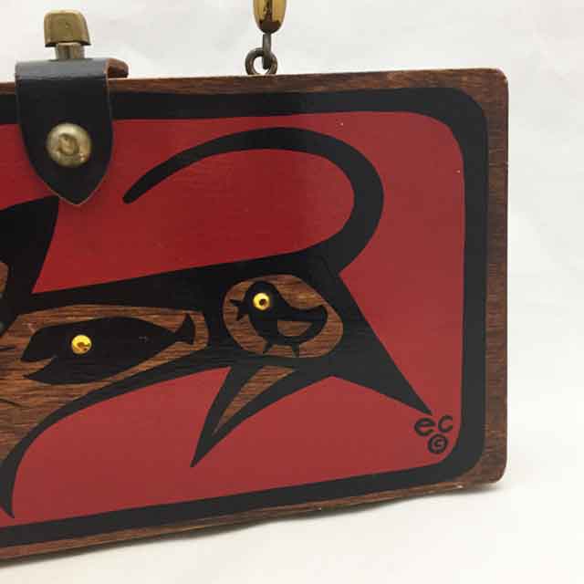 Enid Collins 猫柄ヴィンテージ木製バッグ HapiCat 1960-70年代 レアな