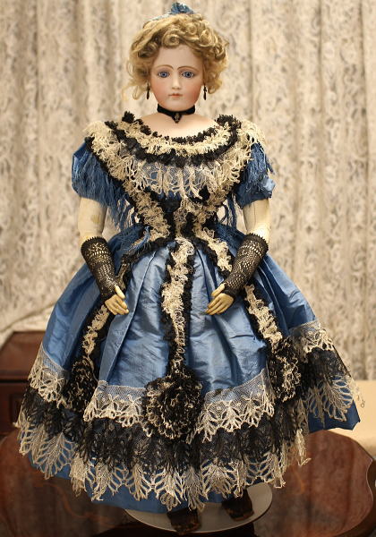 アンティークビスクドール ドレスとボネ 48センチのジュモー8号