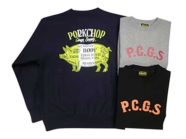 PORKCHOP ポークチョップ PORK BACK SWEAT バックプリント クルー