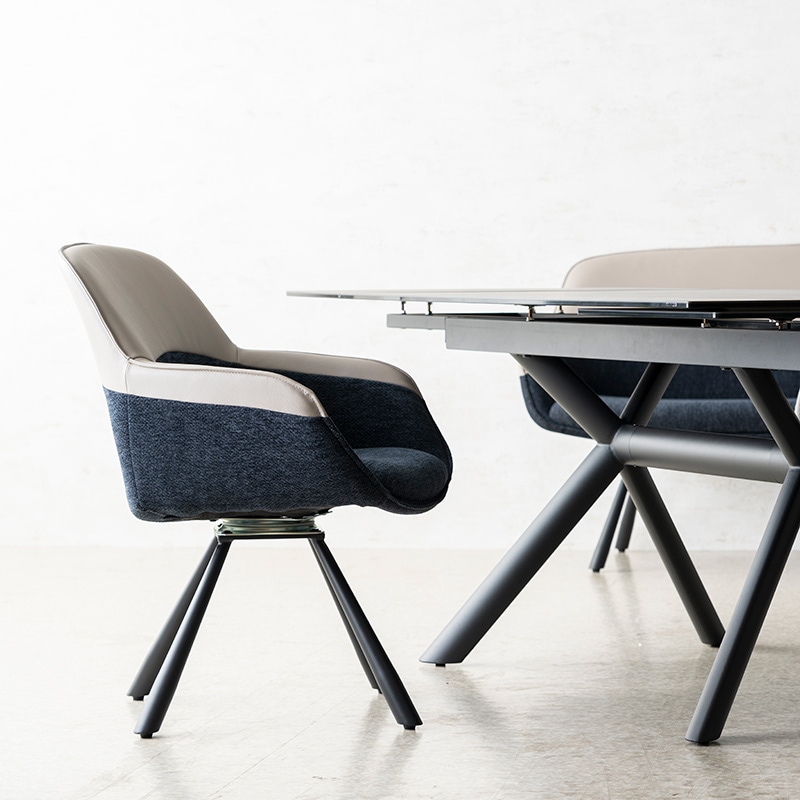 伸長ダイニングセット NICOLA セラミックテーブル 160EXT BK ＋ 回転