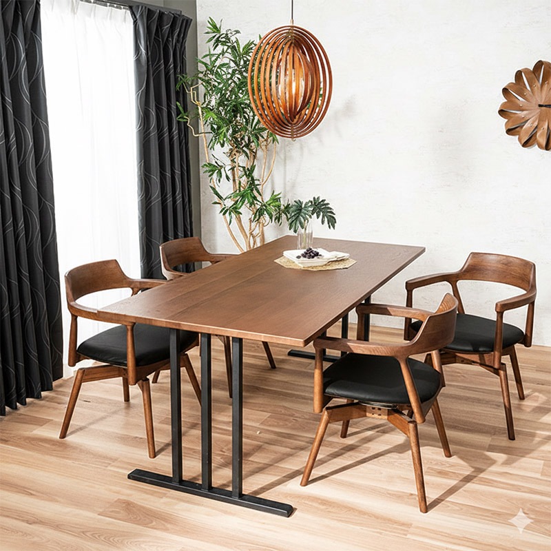 ダイニング5点セット Thor（トール）180 TOP オークBR+スリット脚