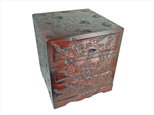 伝統工芸 日光彫 3段引き出し 日光堆朱塗 | 匠の技 | | とちまる
