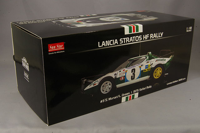 サンスター 1/18 ランチア ストラトス HF 1975 サファリ ラリー 2位 #3