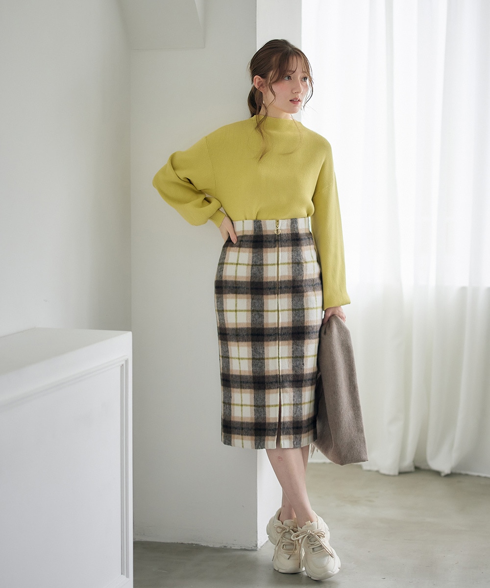 SALE】フロントファスナーチェック柄タイトスカート - 12Twelve Agenda