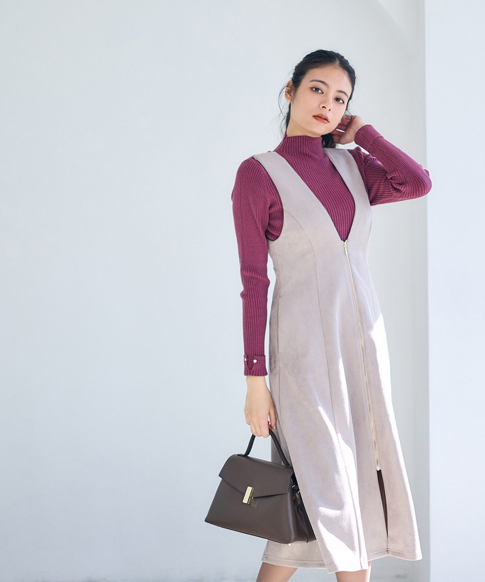 SALE】前後2wayフェイクスエード前ZIPフレアジャンスカ - 12Twelve