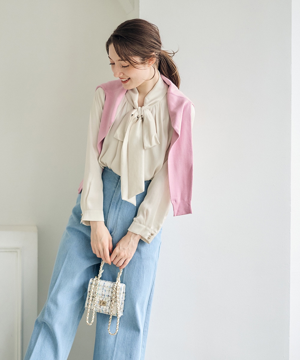 ヴィンテージサテンマルチウェイボウタイブラウス - 12Twelve Agenda