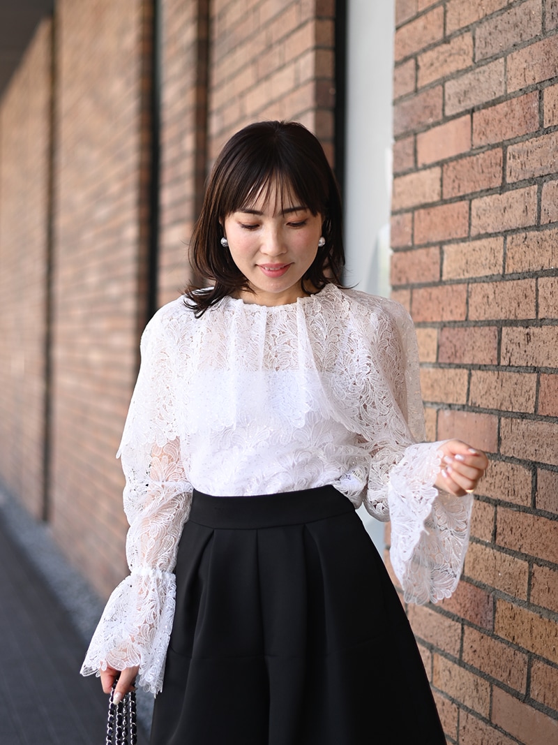 enshia.R】スパンコールレースブラウス(WHITE) | Tops,ブラウス