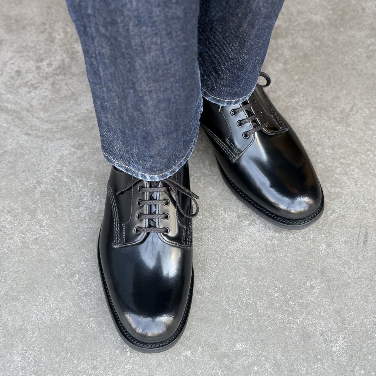 サンダース OFFICER SHOE BLACK プレーントウ メンズ | サンダース