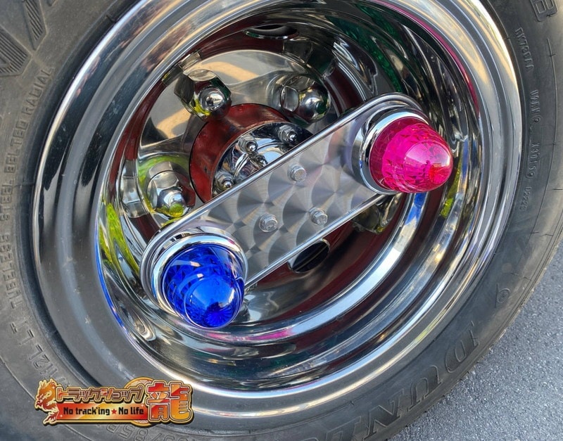 鱗柄ステンレス 【16インチ】 ホイールマーカーステー 2枚セット 3つ穴