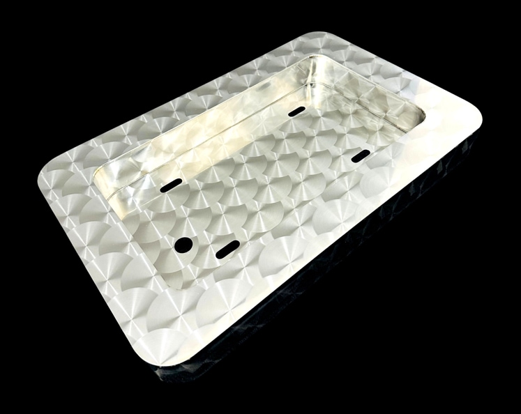 ステンレス 大型 ナンバー枠 鱗柄 角R仕様 奥行50mm 汎用 ナンバー