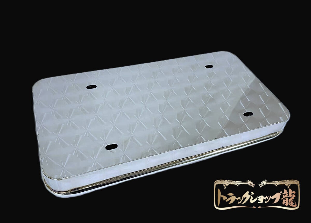 ステンレス 大型 ナンバー枠 鱗柄 バイザーナンバー枠 16Φパイプ巻き