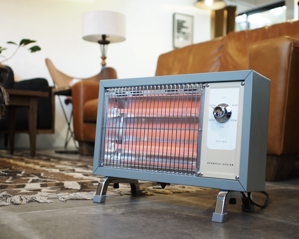 ハモサ レトロヒーター 遠赤外線 電気ストーブ サックスグレー 美品