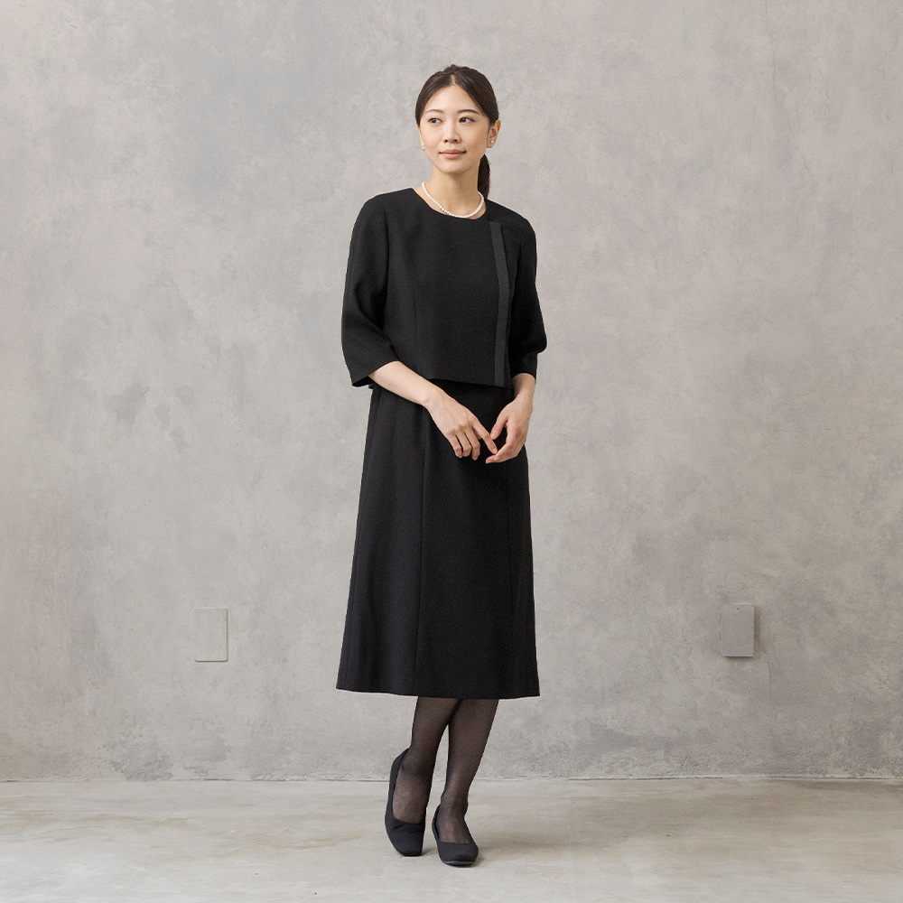 HIROMI YOSHIDA Black 1203422]グログラン切替のスタンドカラー