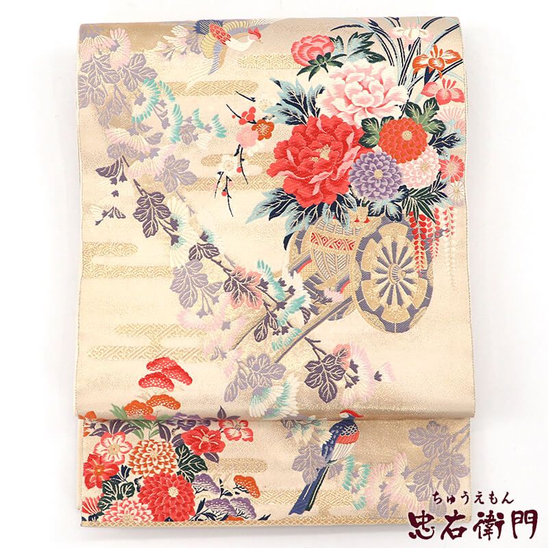 中古】 袋帯 フォーマル 加賀花車文 七五三・入学式・卒業式向き 正絹