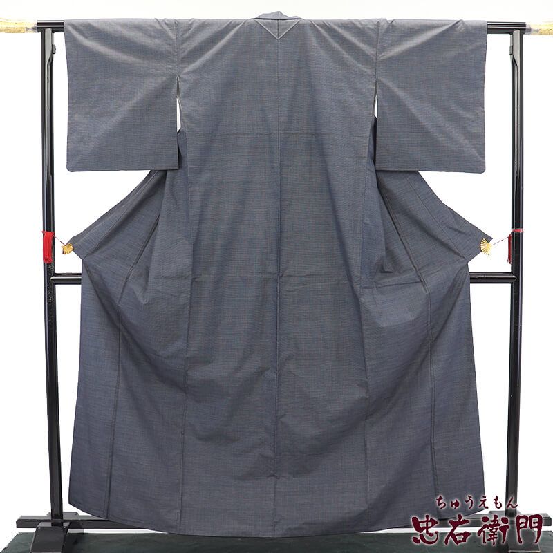 中古】 大島紬 袷 レディース 正絹 紺 無地 身丈166.5cm 裄丈66cm