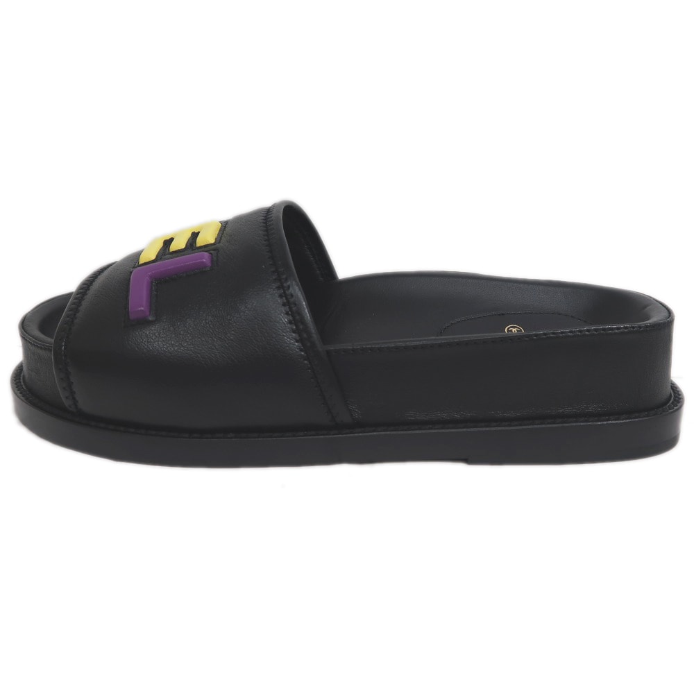 名東】【CHANEL】シャネル マルチカラー ロゴサンダル G38933 ブラック