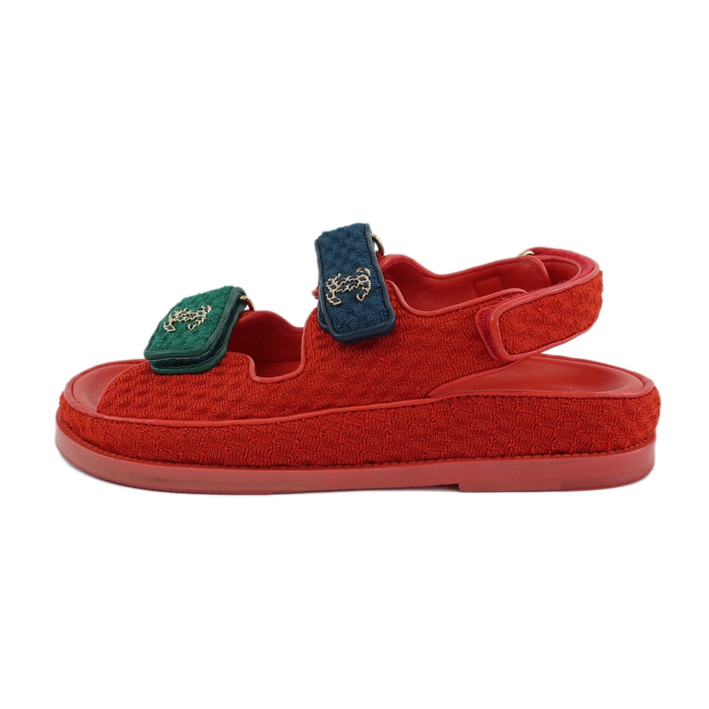 天白】【CHANEL】シャネル スポーツサンダル レッド×ブルー×グリーン