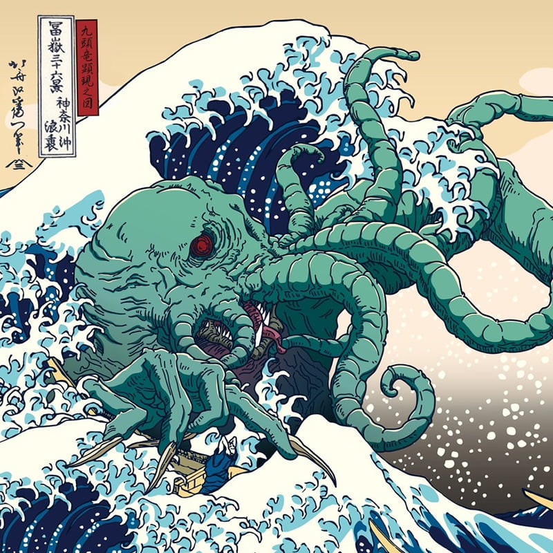 クトゥルフ神話 浮世絵木版画「神奈川沖浪裏 九頭竜顕現之図」｜浮世絵工房