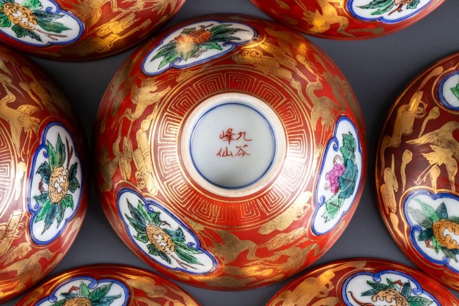 櫻井製 上手鳳凰図 蓋茶碗 5客 東さ8-0120② 五彩鳳凰文盤 | 漳州窯