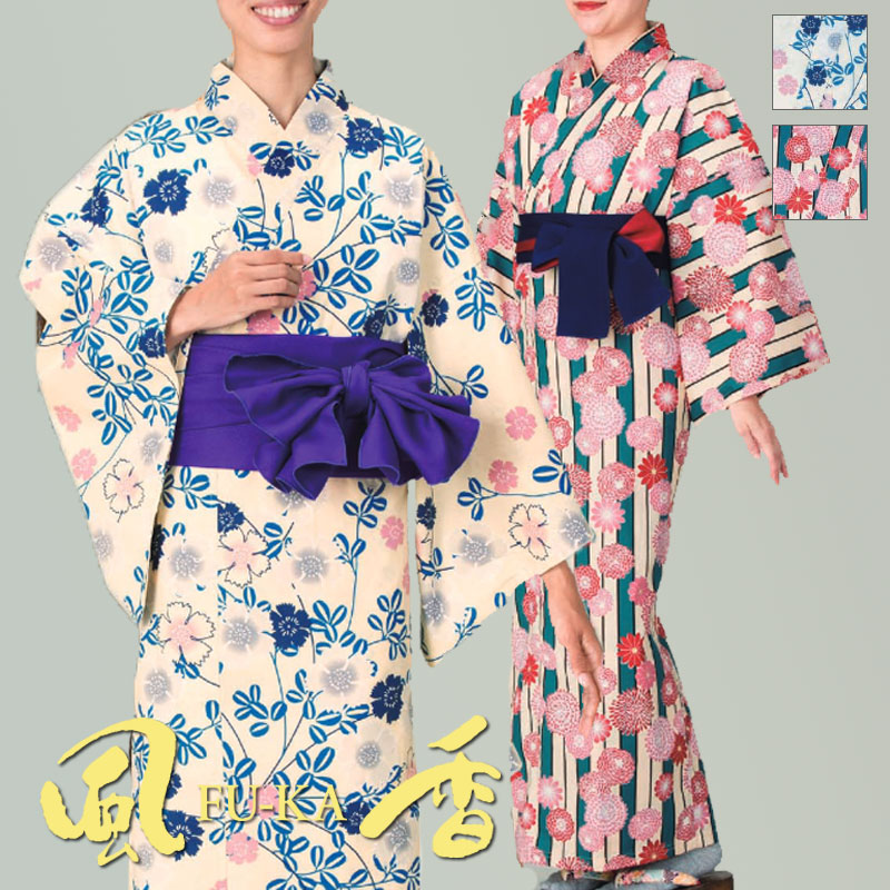 風香bis】リネン浴衣 (やまとなでしこ)(重ね菊) [女性用] YU-3731 YU