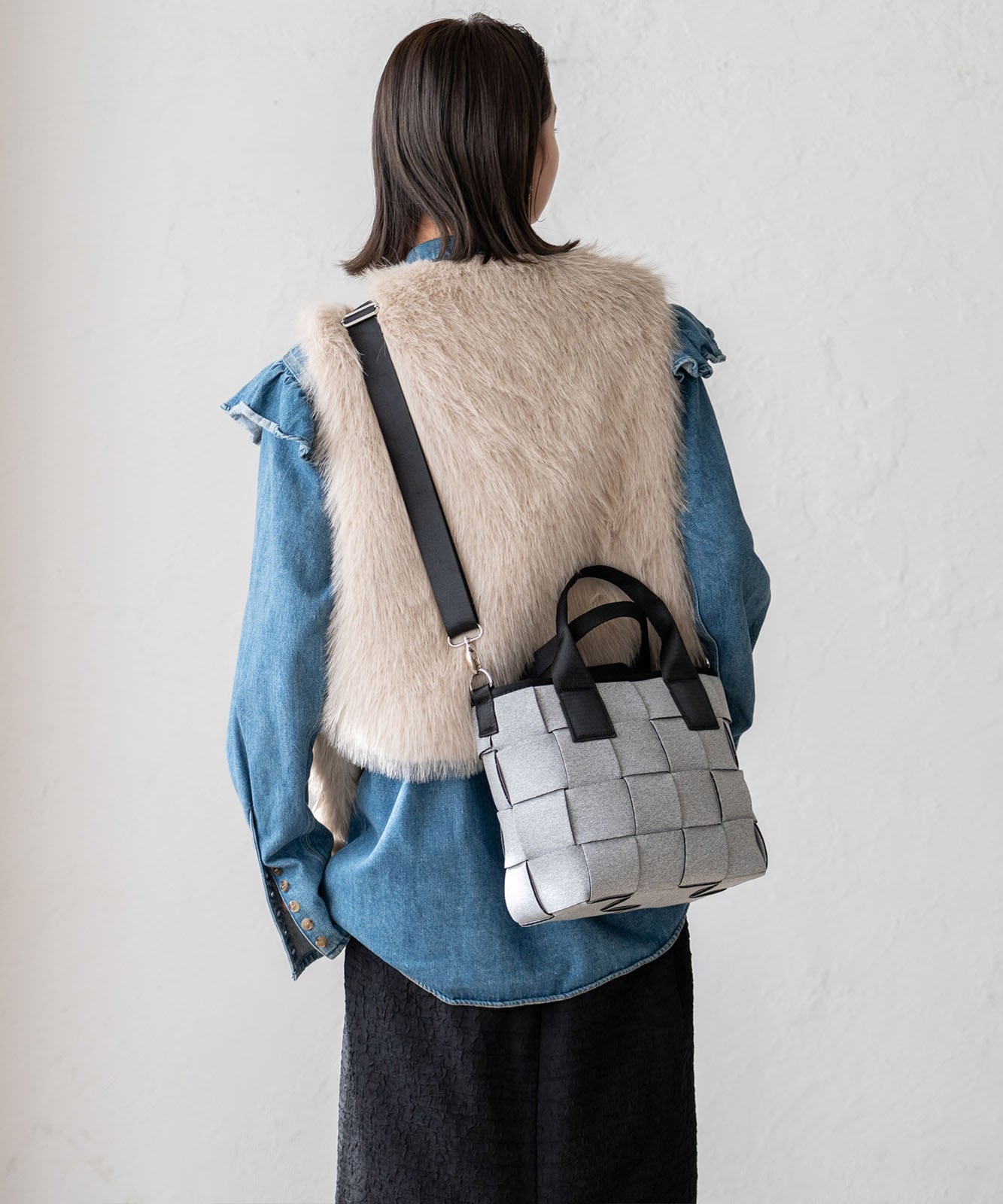 ミナペルホネンpomppiaブルー 2Way肩掛けトートバッグハンドメイド