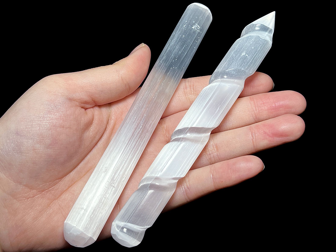 セレナイト ワンド スパイラル＆ラウンド 2本セット アソート