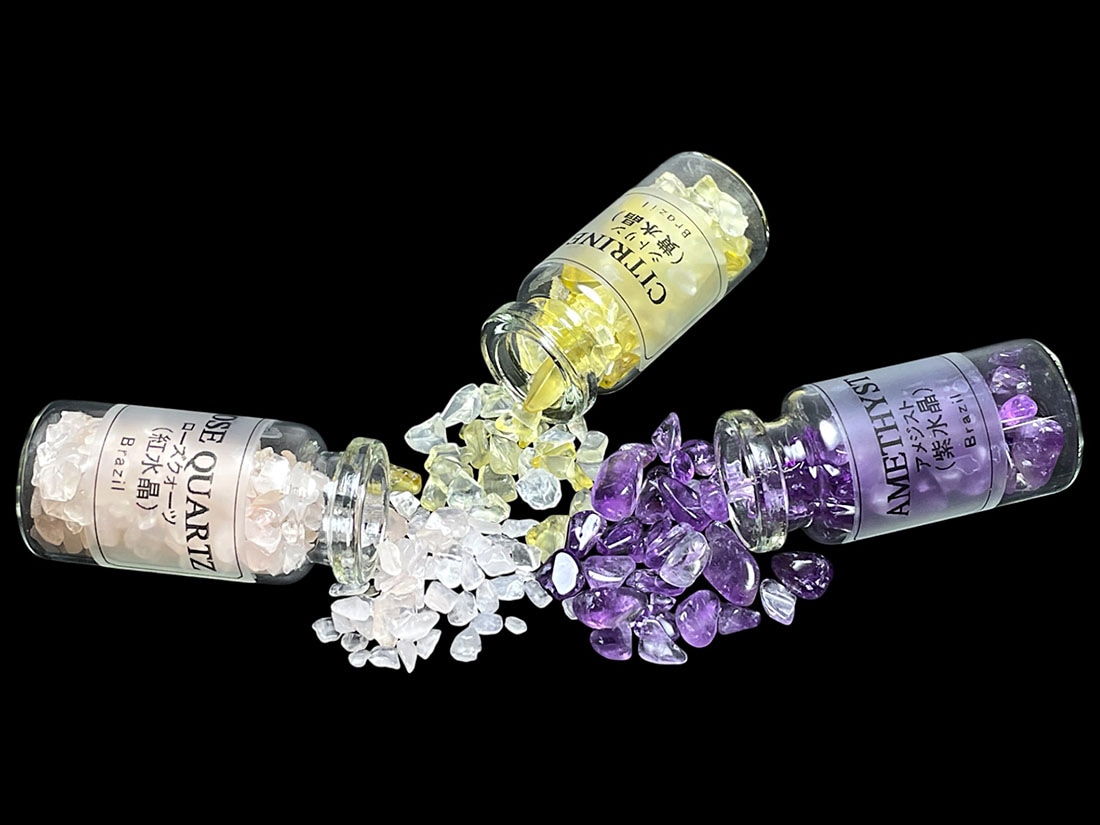 アメジスト / ローズクォーツ / シトリン3点セット (小瓶入り)