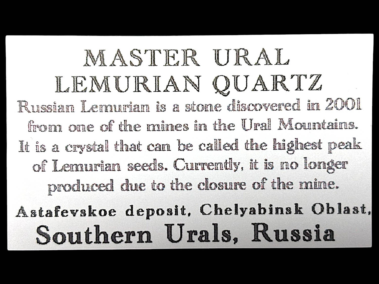 ロシア産 ウラルレムリアン / Master Ural Lemurian Quartz