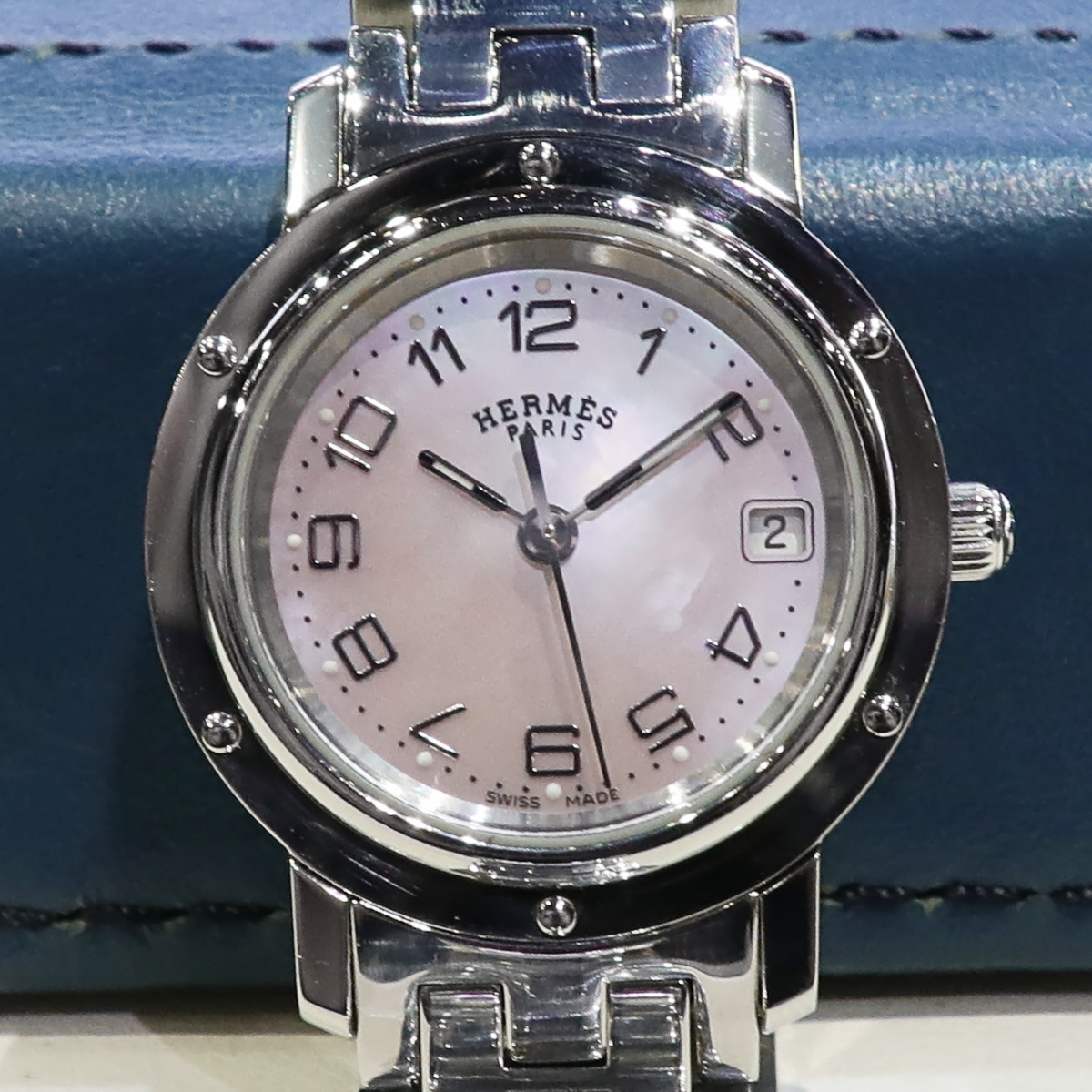 エルメス クリッパー ナクレ ピンクシェル文字盤 CL4.210 クオーツ