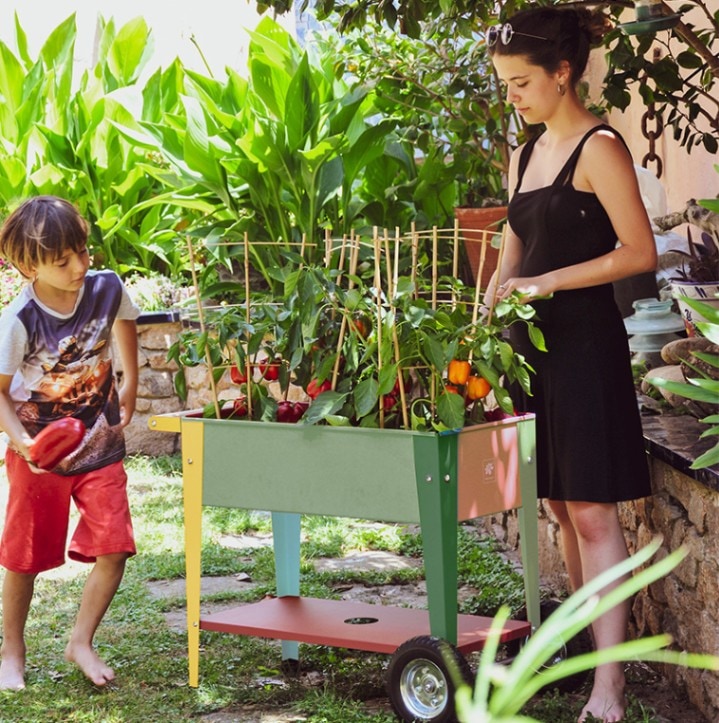 移動式栽培プランター キッズ トローリーワゴン ペールカラーミックス