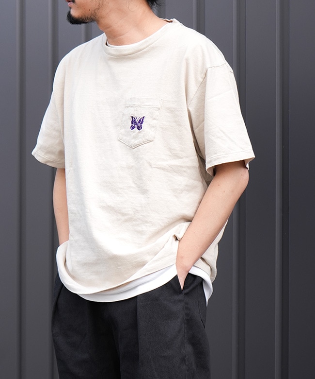 QV357]NEEDLES(ニードルズ) S/S Papillon Emb. Pocket Tee - Cotton