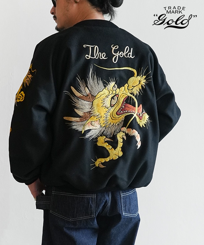 GL15725]gold(ゴールド) WOOL MELTON×ACETATE SOUVENIR JACKET 