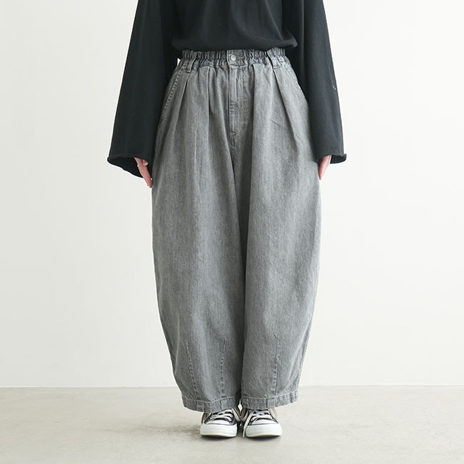 A12410]HARVESTY(ハーベスティ) BLACK DENIM CIRCUS PANTS ブラック