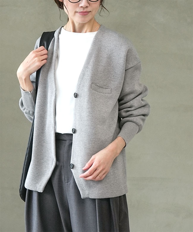 ◇[SMA-KNIT-NC-JKT]SOLAMONAT(ソラモナ) ウエハースニット ノーカラー