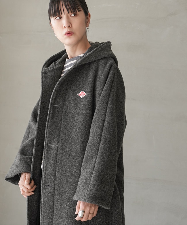 ◇[DT-A0708WLP]DANTON(ダントン) WOOL LIGHT PILE HOODED LONG COAT
