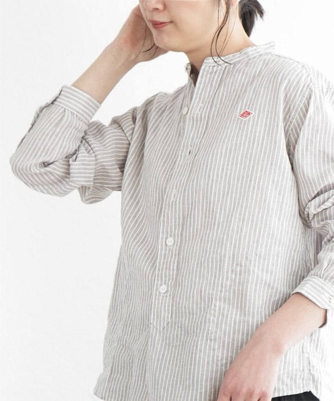 ◇[DT-B0279LCT]DANTON(ダントン) ストライプバンドカラーシャツ