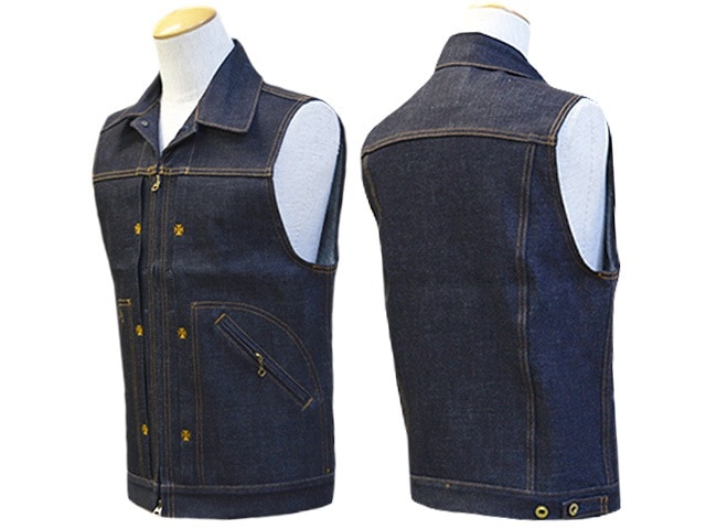 全2色【RED TAiL/レッドテイル】「Cross Denim Vest”5th”/クロスデニム